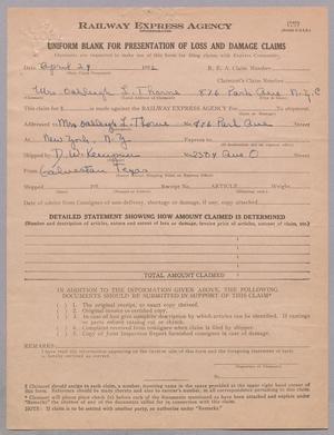 [Uniform Blank for Presentation of Loss and Damage Claims,  April 24, 1952]