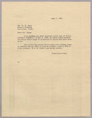 [Letter from Daniel W. Kempner to R. R. Rapp, May 7, 1952]