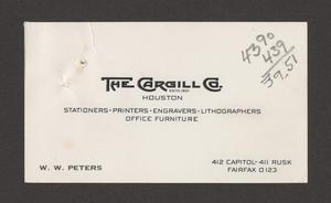[Business Card for W. W. Peters of The Cargill Co.]