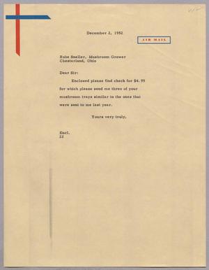 Primary view of object titled '[Letter from Daniel W. Kempner to Rube Sneller, December 2, 1952]'.