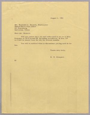 [Letter from Daniel W. Kempner to Raymond A. Stewart, August 2, 1952]