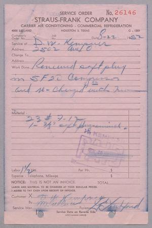 [Invoice for Services Rendered, August 1952]