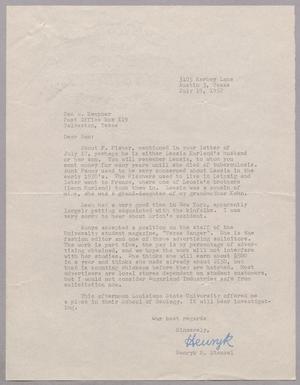 [Letter from Henryk B. Stenzel to D. W. Kempner, July 19, 1952]