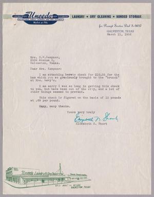 [Letter from Elizabeth N. Short to Jeane B. Kempner, March 11, 1952]