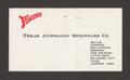 Primary view of [Business Card for Texas Automatic Sprinkler Co.]