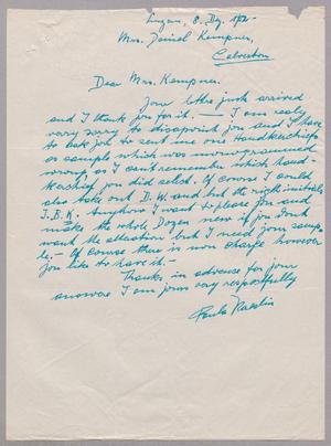 [Letter from Paula Kaeslin to Mrs. Daniel W. Kempner, December 8, 1952]