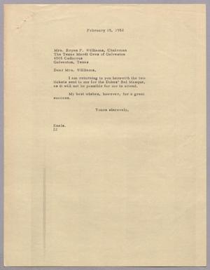 [Letter from Daniel Webster Kempner to Mrs. Bryan F. Williams, February 19, 1952]