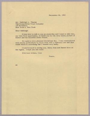 [Letter from Daniel W. Kempner to Oakleigh L. Thorne, December 26, 1952]