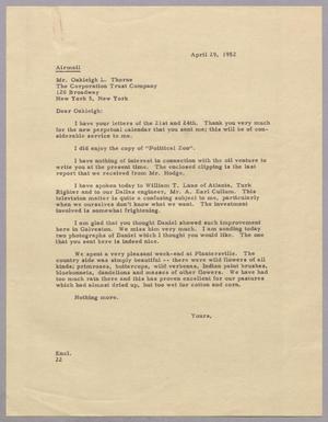 [Letter from D. W. Kempner to Oakleigh L. Thorne, April 29, 1952]