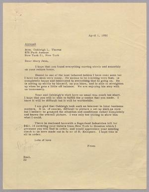 [Letter from Daniel W. Kempner to Mrs. Oakleigh L. Thorne, April 1, 1952]