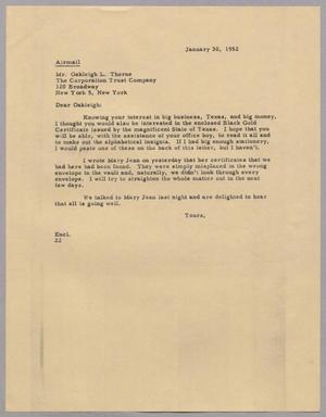 [Letter from Daniel W. Kempner to Oakleigh L. Thorne, January 30, 1952]