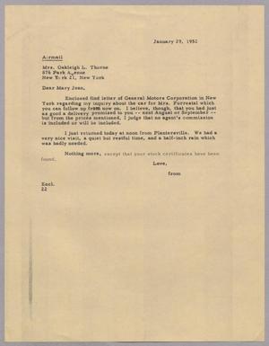 [Letter from Daniel W. Kempner to Mrs. Oakleigh L. Thorne, January 29, 1952]