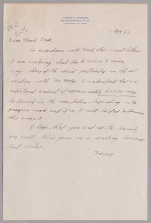 [Handwritten Letter from Harris K. Weston to Daniel W. Kempner, April 11, 1952]