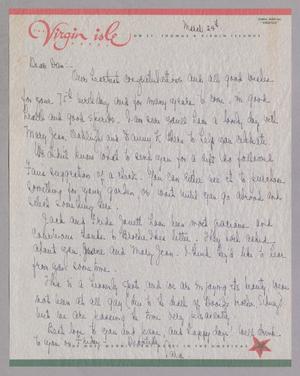 [Handwritten letter from Sara Weston to Daniel W. Kempner, March 24, 1952]