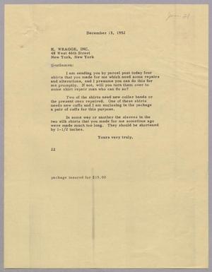 [Letter from Daniel W. Kempner to K. Wragge, Inc., December 13, 1952]