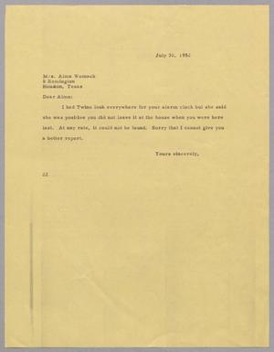 [Letter from Daniel Webster Kempner to Alma Womack, July 30, 1952]