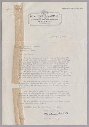 [Letter from William A. Kelly to Daniel W. Kempner, January 10, 1952]