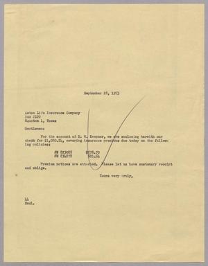 [Letter from A. H. Blackshear, Jr. to Aetna Life Insurance Company, September 28, 1953]