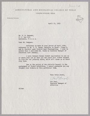 [Letter from Pat Dail to Daniel W. Kempner, April 11, 1953]