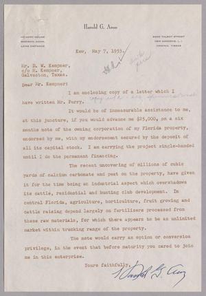 [Letter from Harold G. Aron to Daniel W. Kempner, May 7, 1953]