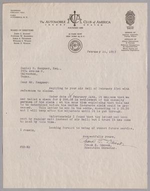 [Letter from Frank E. Dawson to Daniel W. Kempner, February 26, 1953]
