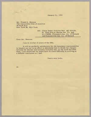 [Letter from Daniel W. Kempner to Frank E. Dawson, January 31, 1953]