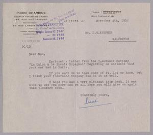 [Letter from Pierre Chardine to Daniel W. Kempner, November 4, 1952]