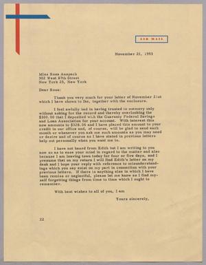 [Letter from Daniel W. Kempner to Rosa Anspach, November 25, 1953]