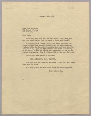 [Letter from Daniel W. Kempner to Rosa Anspach, January 3, 1950]