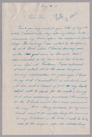 [Handwritten Letter from Rosa Anspach to Daniel W. Kempner, August 20, 1953]