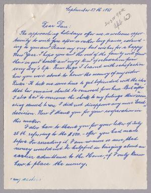 [Handwritten Letter from Rosa Anspach to Daniel W. Kempner, September 27, 1951]