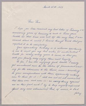 [Handwritten Letter from Rosa Anspach to Daniel W. Kempner, March 25, 1953]