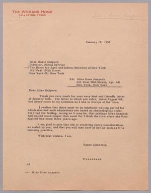 [Letter from Daniel W. Kempner to Miss Marie Galpern, January 19, 1953]