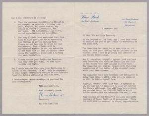 [Letter from the Committee for the Blue Book to Mr. and Mrs. Daniel W. Kempner, December 7, 1953]