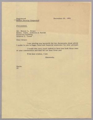 [Letter from Daniel W. Kempner to Homer L. Bruce, December 22, 1953]