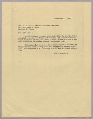 [Letter from Daniel W. Kempner to F. E. Bates, November 23, 1953]