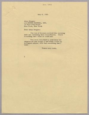 [Letter from Jeane B. Kempner to Ms. Riegler, May 6, 1953]