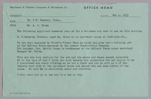 [Office Memo from Mr. A. H. Biron to Mr. D. W. Kempner, May 4, 1953]