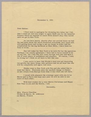 [Letter from Jeane Kempner to Sabine Chardine, December 3, 1953]