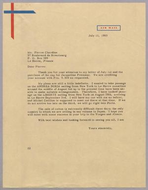 [Letter from Daniel W. Kempner to Pierre Chardine, July 11, 1953]