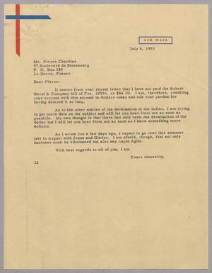 [Letter from Daniel W. Kempner to Pierre Chardine, July 6, 1953]