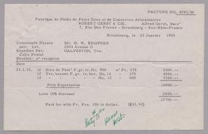 [Account Statement for Robert Gerst & Cie., January 23, 1953]