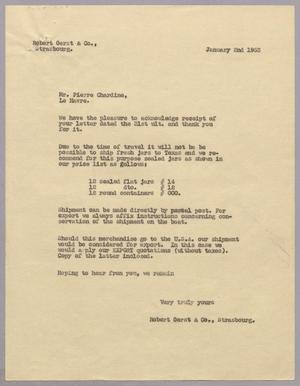 [Letter from Robert Gerst & Co. to Pierre Chardine, January 2, 1953, Copy, 2]