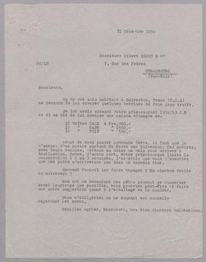 [Letter from P. Chardine to Robert Gerst & Co., December 31, 1952]