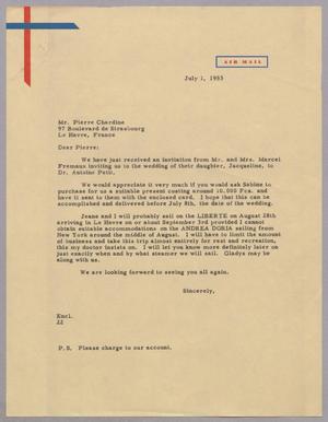 [Letter from Daniel W. Kempner to Pierre Chardine, July 1, 1953]