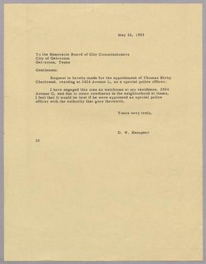 [Letter from Daniel W. Kempner to the Honorable Board of City Commissioners, May 26, 1953]