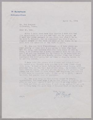 [Letter from J. H. Cozart to Daniel W. Kempner, April 21, 1953]