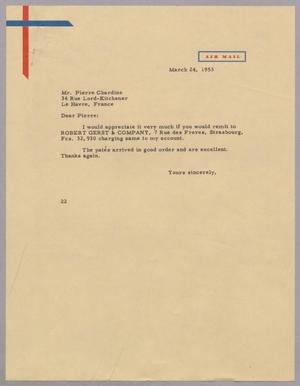 [Letter from Daniel W. Kempner to Pierre Chardine, March 24, 1953]
