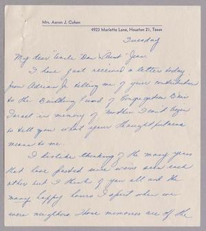 [Handwritten letter from Mrs. Aaron J. Cohen to Dan and Jeane Kempner, 1953]