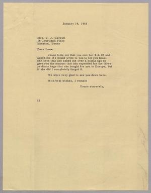 [Letter from Daniel W. Kempner to J. J. Carroll, January 19, 1953]
